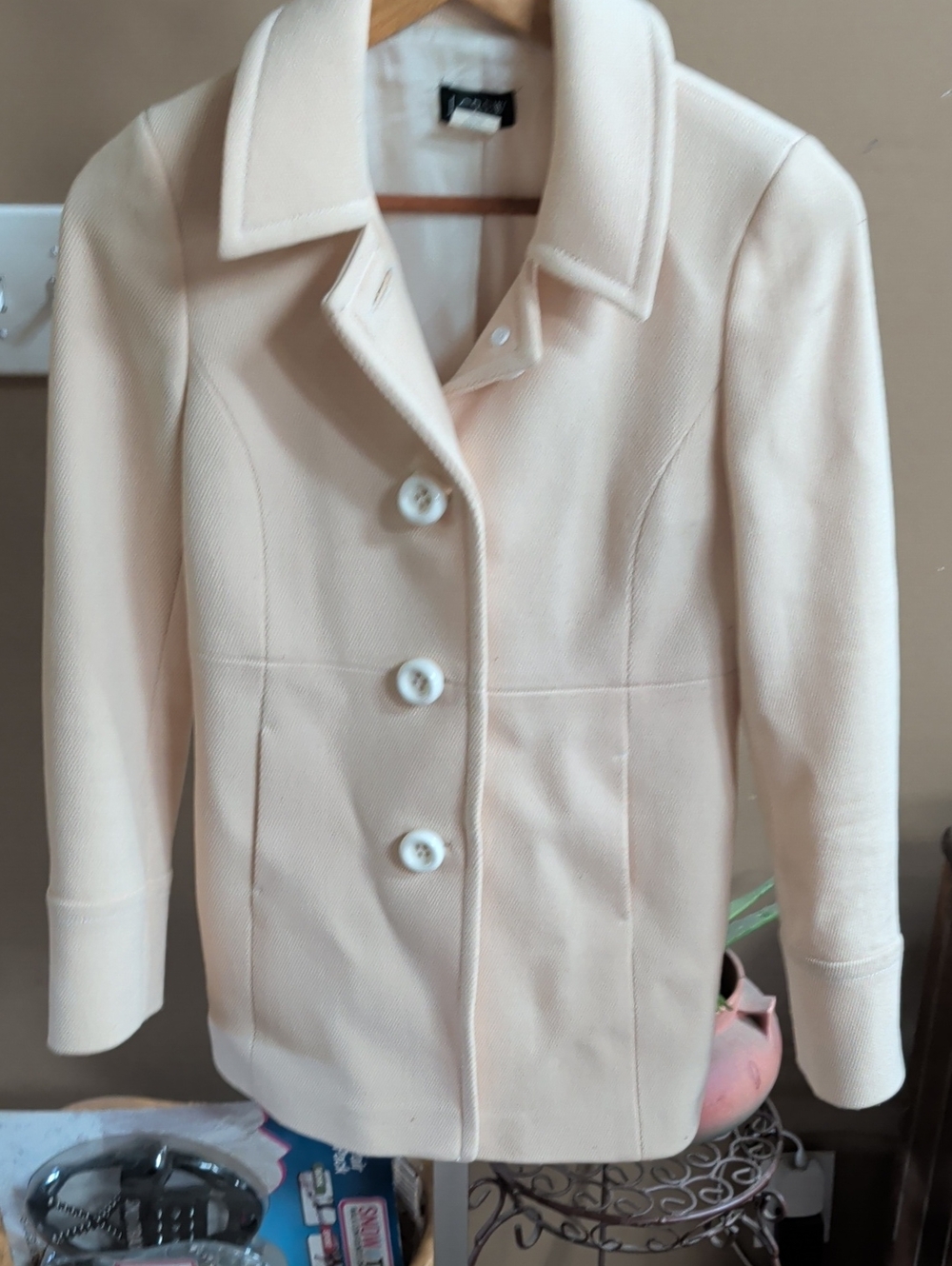 J. Crew Light Cream Single-Breasted Pea Coat